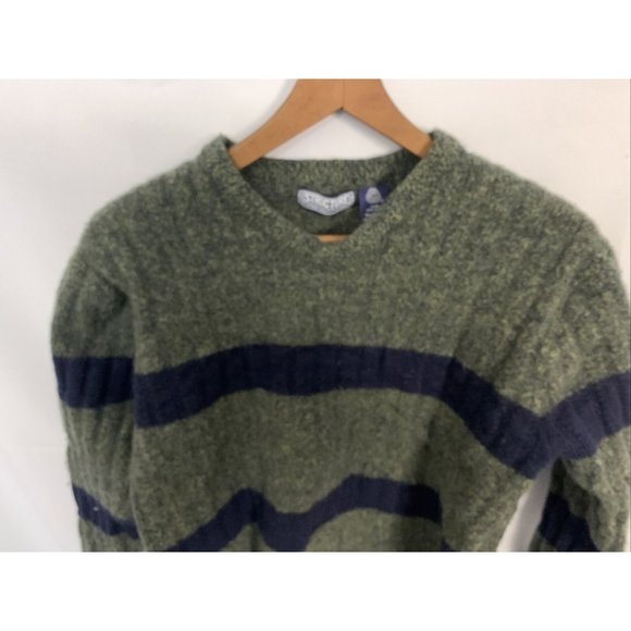 Structure Womens Pure lambs Wool Vintage v neck striped pullover - Picture 3 of 5